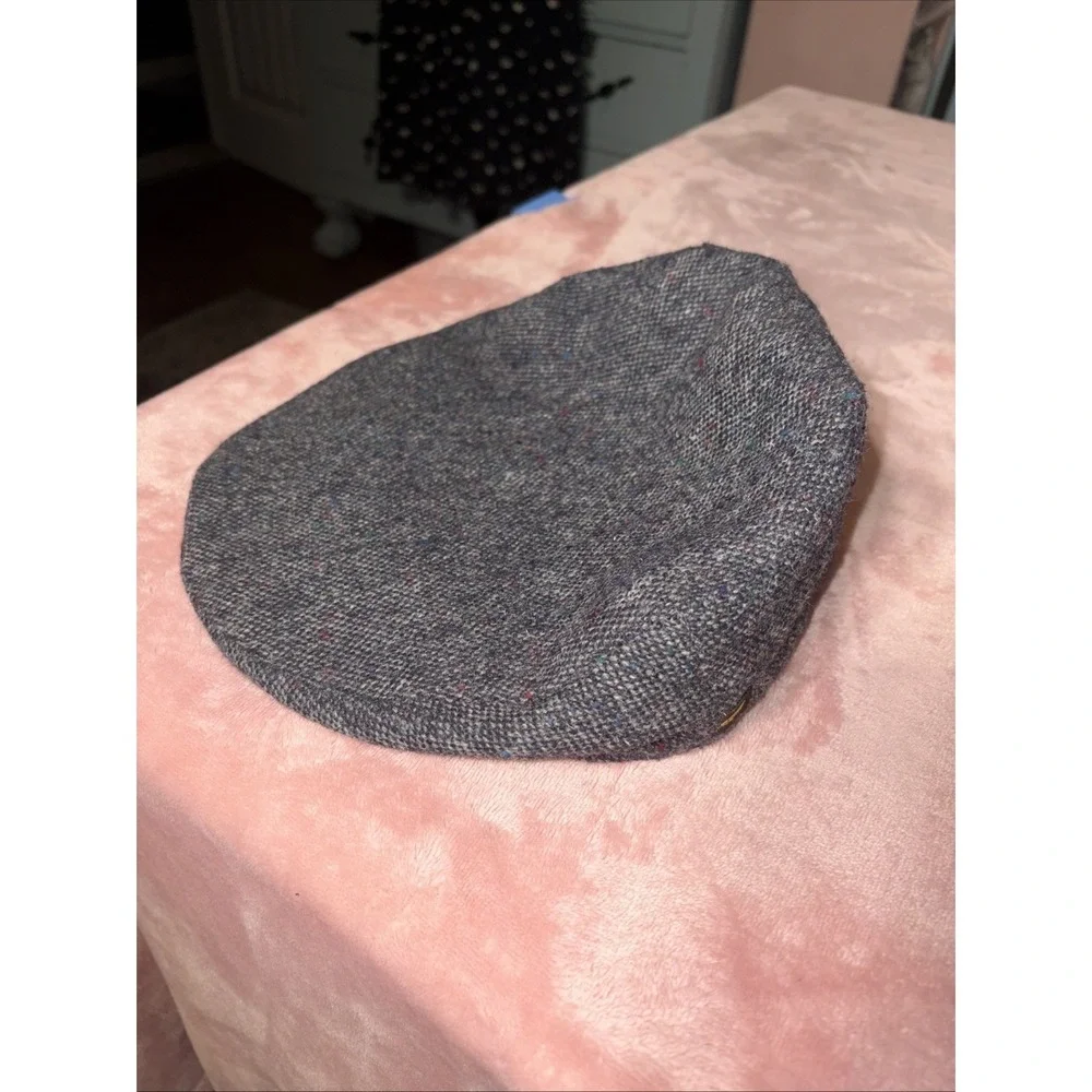 Men's Hatman Of Ireland Flat Cap Hat 100% Donegal Tweed Button Brim. XL